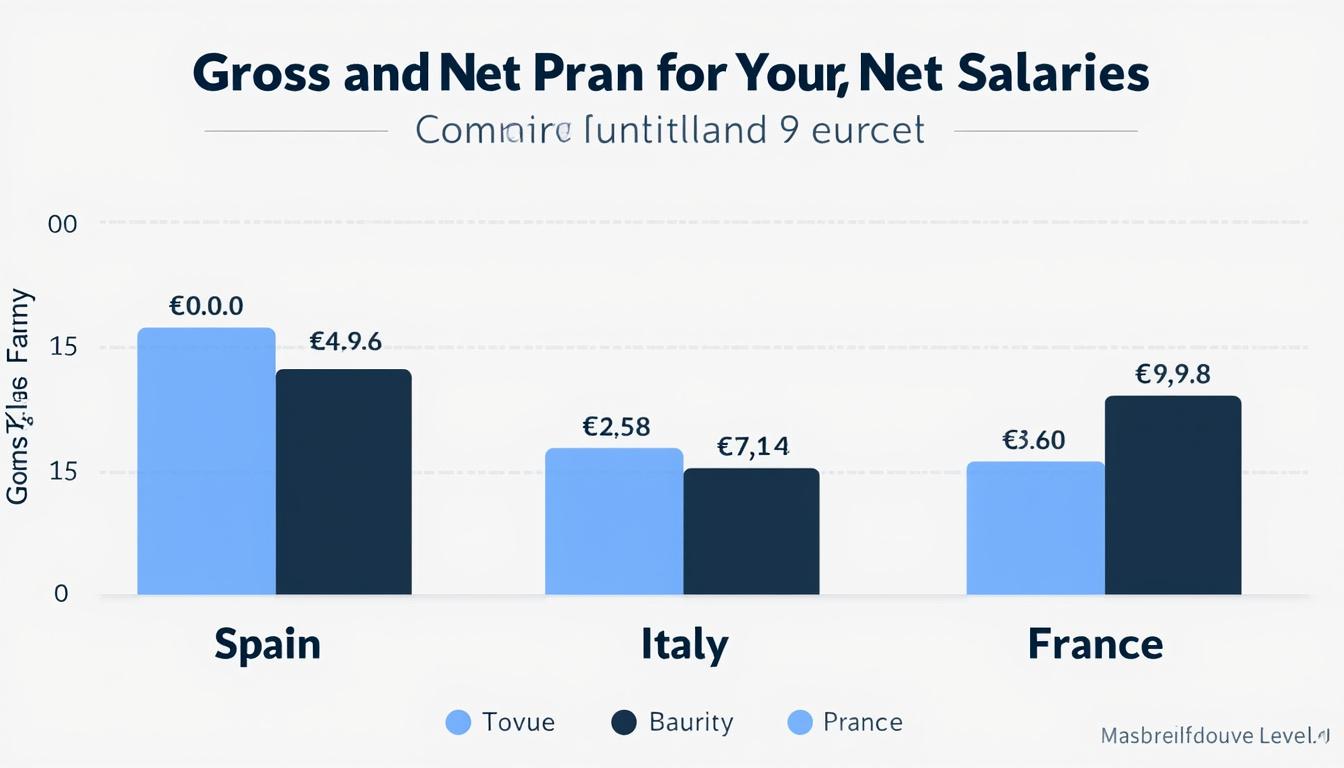 découvrez à travers des infographies détaillées pourquoi un salaire brut de 3 000 € se traduit par des salaires nets différents : 2 806 € en espagne, 2 724 € en italie, et seulement 2 370 € en france. analyse comparative des prélèvements sociaux et fiscaux.